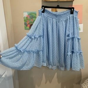Boho Blue Top Bell Sleeve Off The Shoulder